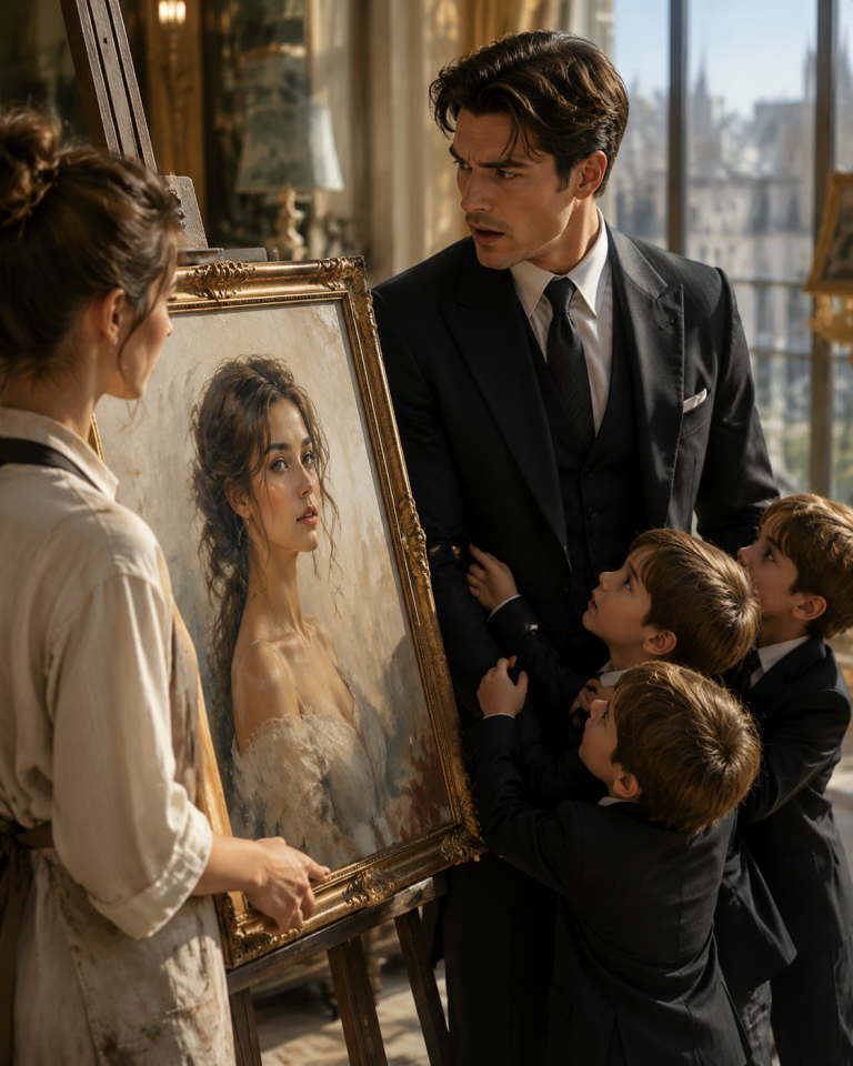 “Will You Buy This Portrait?”—The Mafia Boss Stopped Cold When He Recognized Her Face, Then the Triplets Begged for Their Mother