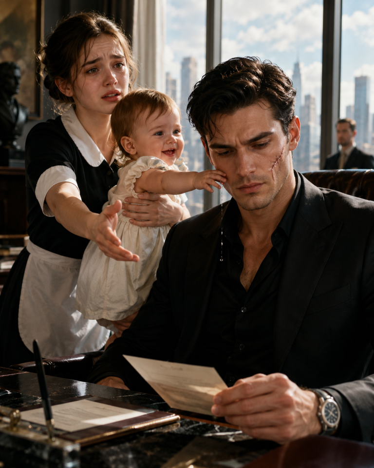 “Don’t Hand Her to Him,” the Maid Begged — But the Mafia Boss Didn’t Even Flinch… Until Her Baby Called Him Papa, Smiled at His Scar, and a DNA Test Proved a Dead Man Had Lied. Then Everyone Saw the Tear Hit His Desk.