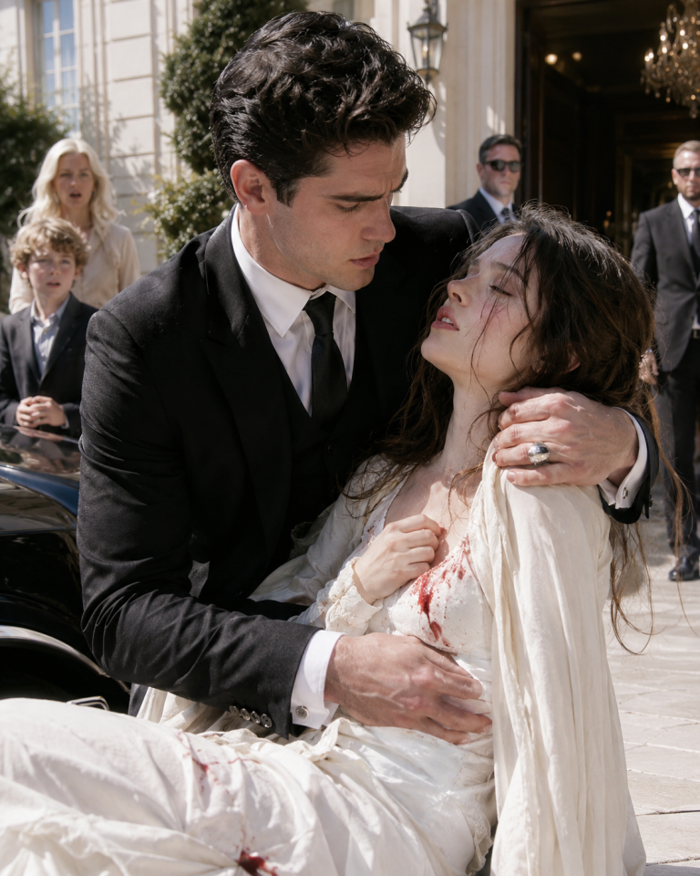Blood soaked her shirt after she threw herself in front of a bullet to protect a stranger’s child. She expected a hospital… or death. Instead, she woke in luxury, surrounded by armed guards, with a million-dollar ring resting on her finger like it had always belonged there. Then someone said three words that changed everything: “The wedding’s today.”