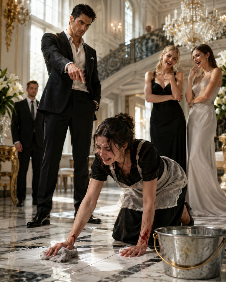 They Forced The Maid To Scrub Marble Floors Until Her Hands Split Open, Then Humiliated Her Sick Mother In Front Of Everyone — But Just As She Thought She Had Lost Everything, The Mafia Boss Found Her Name In A Hidden File… And Suddenly The Entire Estate Went Silent