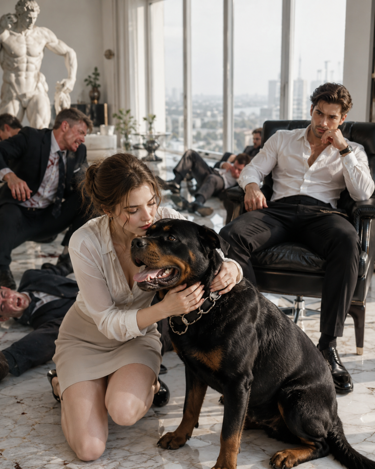 The night the Mafia King’s savage guard dog turned on every bodyguard, chaos ripped through his empire’s safest room—until a curvy assistant walked in, held the beast like a baby… and revealed a secret that could bring everything down.