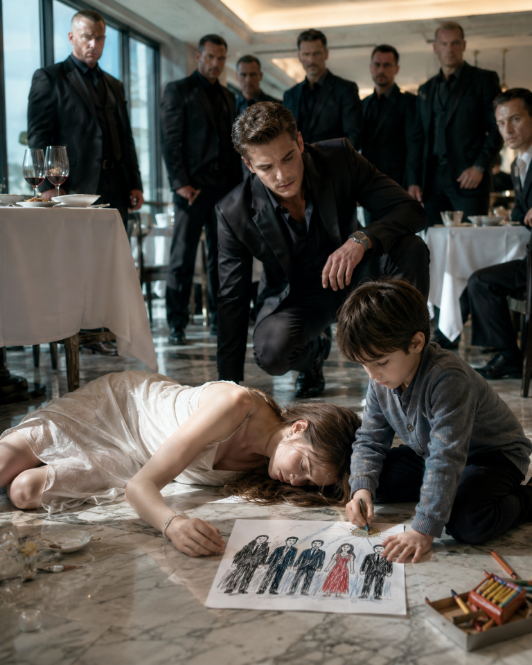 The Bloodied Teacher Collapsed in a Mafia Restaurant — Her Pursuers Thought She Was Finished… Until a Child’s Drawing Changed Everything.