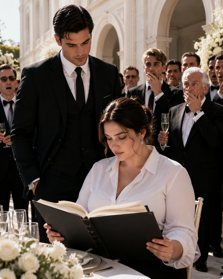 They Mocked the Mafia King’s Plus-Size Date at the Wedding of the Decade—Until She Opened One Forgotten Ledger… and Every Powerful Man Stopped Breathing.
