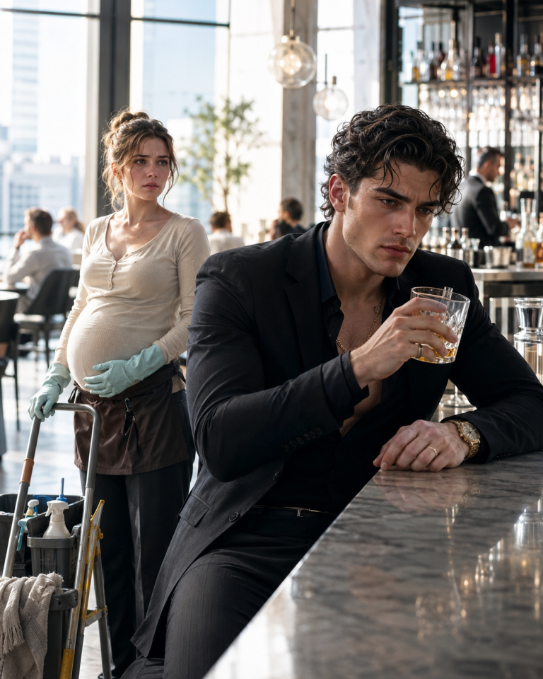 The Night He Came to Destroy Her, the Cruel Mafia Boss Found a Pregnant Janitor Scrubbing Blood From His Bar—Then Her Wedding Ring Made Him Stop Breathing.