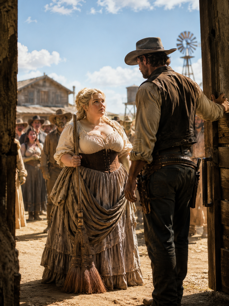 They Sent the Curvy Girl to Clean the Rancher’s Filthy Barn as a Cruel Joke — But When She Found Six Locked Trunks Hidden Under the Hay, the Rancher Grabbed Her Hand and Said, “Don’t Leave.” The moment the town stepped outside, every face went pale.