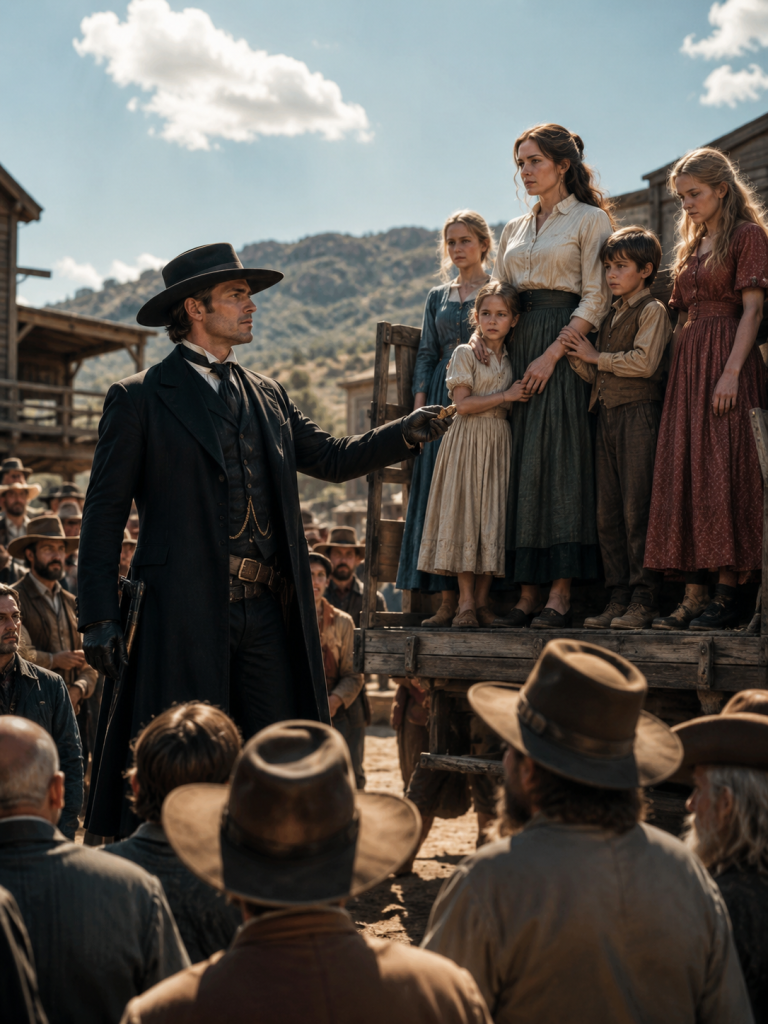 At the worst auction in town, a widower raised his hand for a mother and her children no one wanted — but when the youngest whispered his dead wife’s name, the entire West began to unravel.