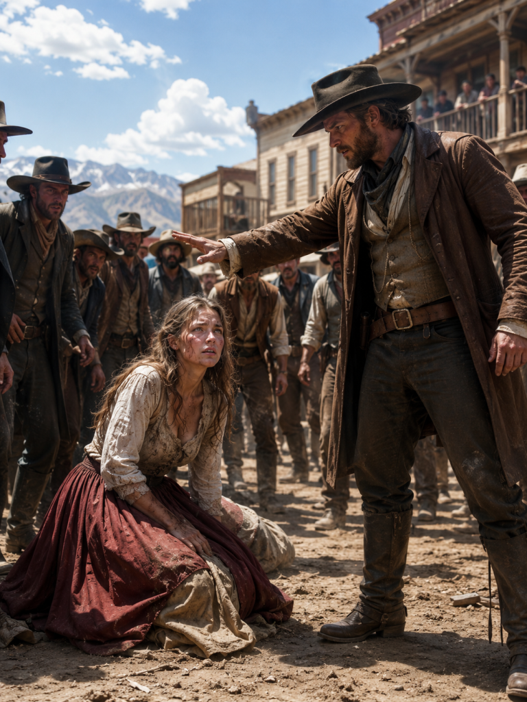 They Left Her Bleeding in the Snow While the Whole Town Watched — Then a Silent Mountain Man Stepped Forward and Said, “Enough.”