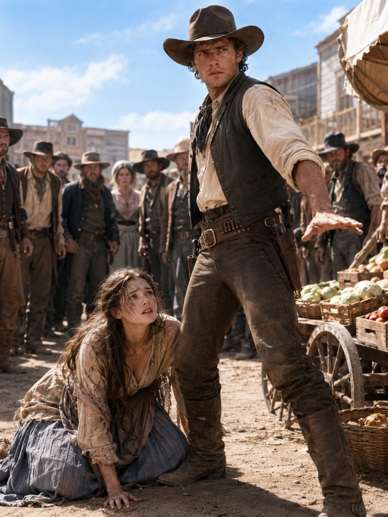 At Her Hungriest Hour, She Crawled Through the Market for Scraps… Then a Silent Cowboy Saw the Bruises No One Was Supposed to Notice.