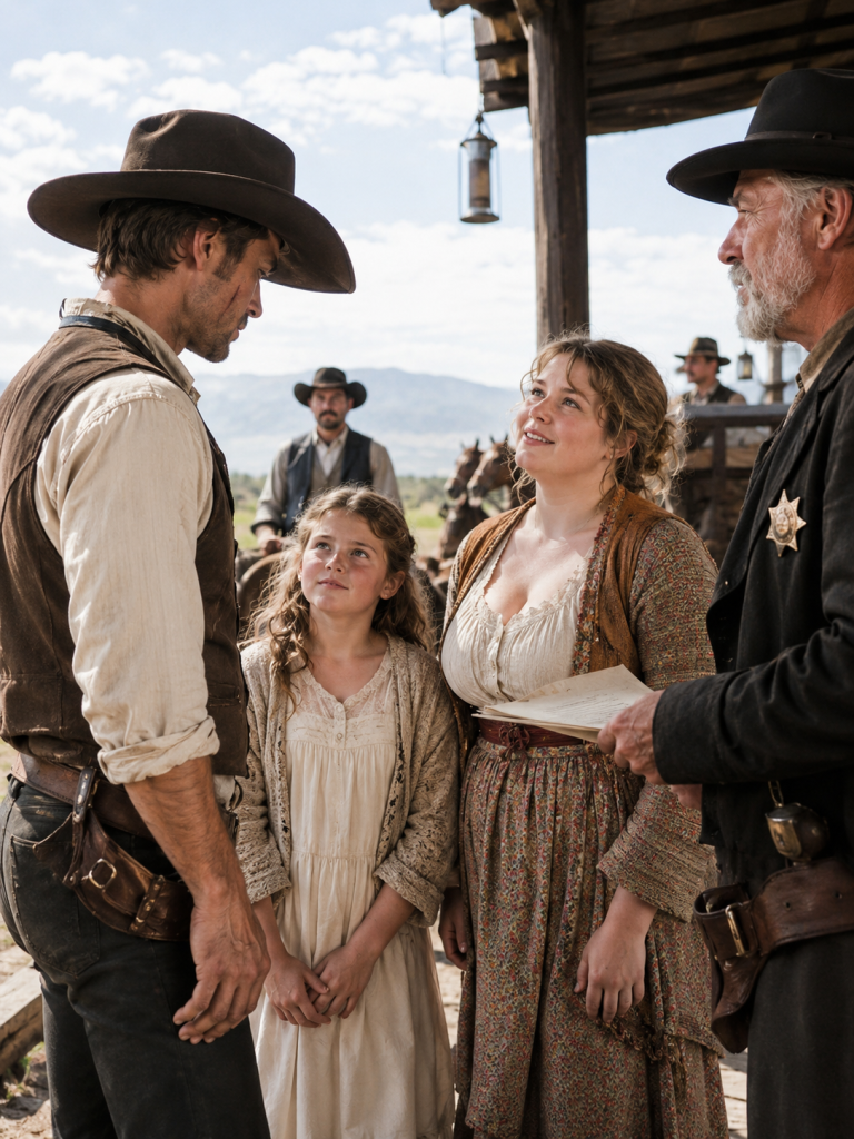 The Infertile Cowboy Thought Taking in Two Heavyset Girls Was His Final Humiliation, Until the Youngest Pointed to His Hidden Scar Before the Sheriff Read the Deed.