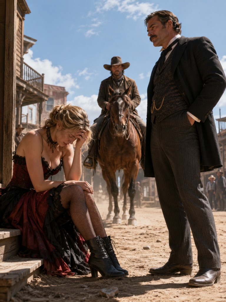 The night the saloon girl lost her name, her money, and her last friend to the most powerful man in town — a lone cowboy walked in carrying a bullet with her initials on it.