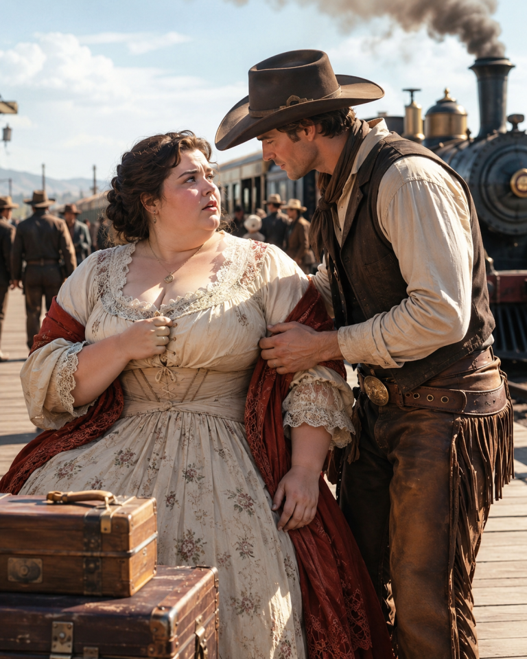 Boston Laughed When She Was Sent West Too Big to Love — But at the Train Station, a Cowboy Took Her Trembling Hand and Whispered, “I Choose You.”