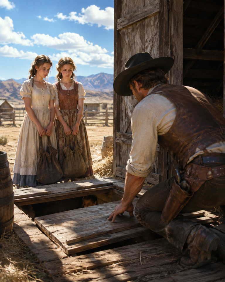 The twin girls came to his ranch starving every morning—But when the cowboy finally followed them, the hidden door beneath the barn changed everything.