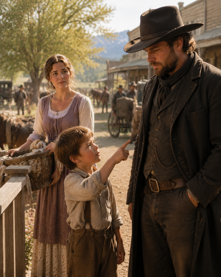 HIS SIX-YEAR-OLD SON TOLD A LONELY STRANGER “YOU LOOK LONELY” IN THE MIDDLE OF TOWN — THREE WEEKS LATER, A RANCHER RODE INTO A GUN OWNER’S SALOON AND STARTED A WAR HE COULDN’T WIN ALONE