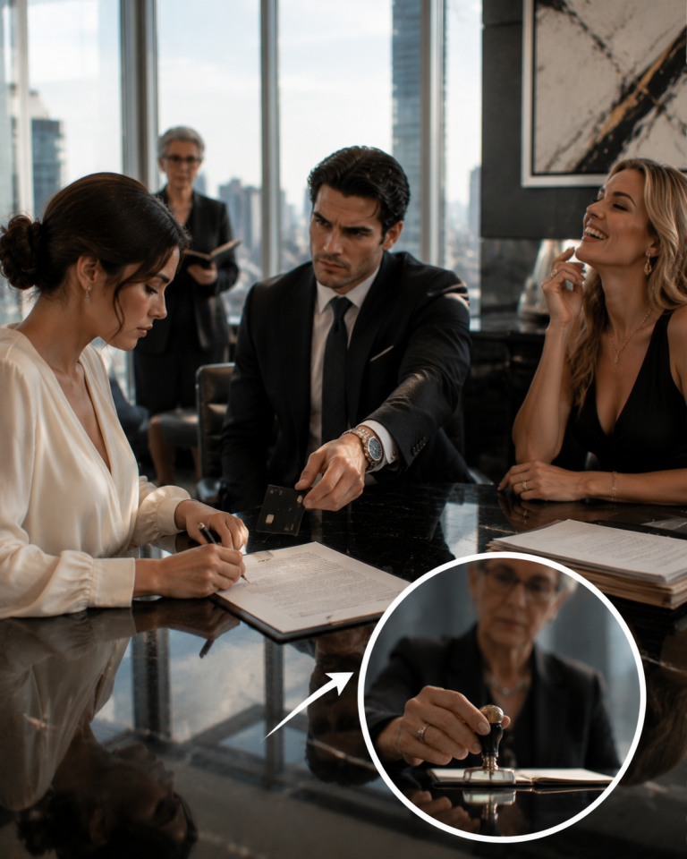 My CEO Husband Slid Me a Black Credit Card and Told Me to Disappear — He Never Noticed the Notary Who Secretly Owned His Building