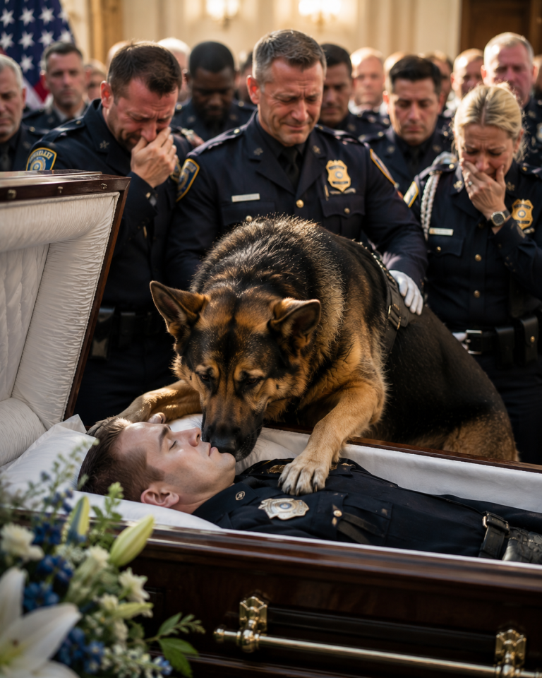 The Police Dog Refused to Leave His Fallen Officer’s Coffin — Then One Silent Moment Exposed a Hidden Truth