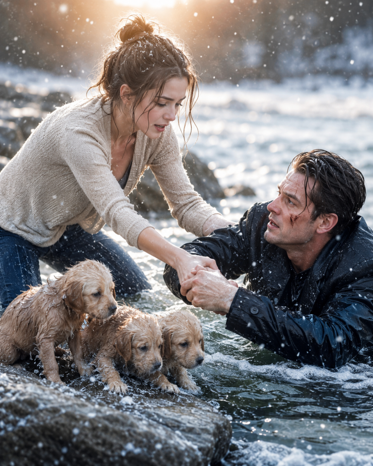 She Pulled Three Puppies and a Drowning Stranger From an Icy River — Then Learned She Had Rescued the Mafia Boss