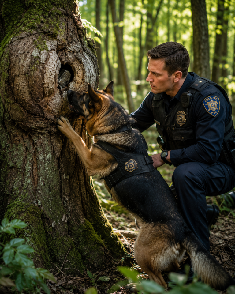 The Police Dog Refused to Stop Barking at a Hollow Tree — Then One Cut Exposed a Secret No One Expected