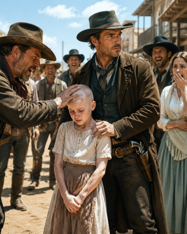 A THE MOST WANTED OUTLAW IN THE TERRITORY RODE INTO TOWN AND FOUND A MOB SHAVING A CRYING SIX-YEAR-OLD’S HEAD IN THE SNOW