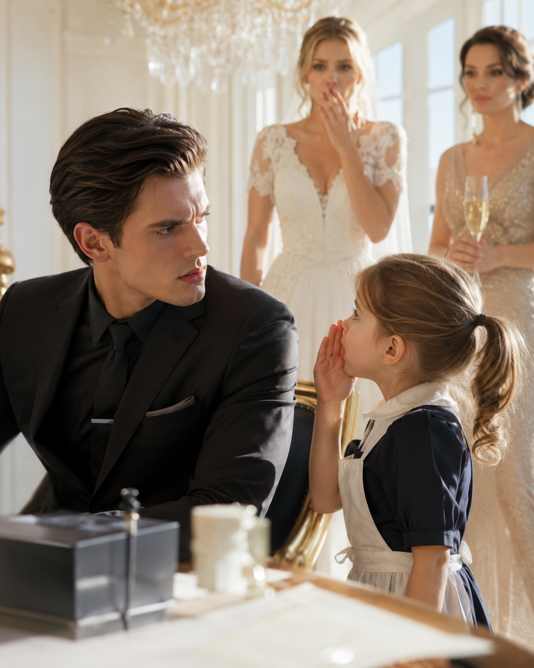 THE MAID’S DAUGHTER WHISPERED “THERE’S A RECORDER UNDER YOUR DESK” TO THE BILLIONAIRE—THEN HE HEARD HIS BRIDE SAY “SMILE FOR THE WEDDING, DARLING” WHILE SHE FORGOT THE CHILD WAS LISTENING