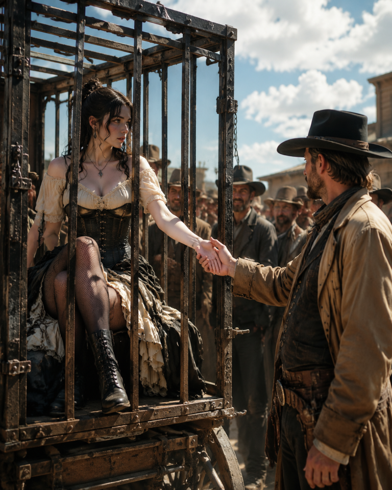 A TOWN CAGED HER AND CHARGED STRANGERS TO TOUCH THE “MONSTER” — THEN ONE RIDER THREW GOLD ON THE TABLE AND ASKED HER NAME