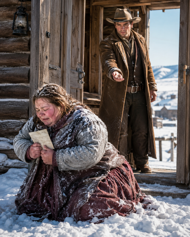 A WOMAN COLLAPSED INTO A SALOON HALF-FROZEN AND WAS TOLD SHE WASN’T WORTH A JOB — THEN A GRIEVING RANCHER STOOD UP AND OFFERED HER HIS NAME
