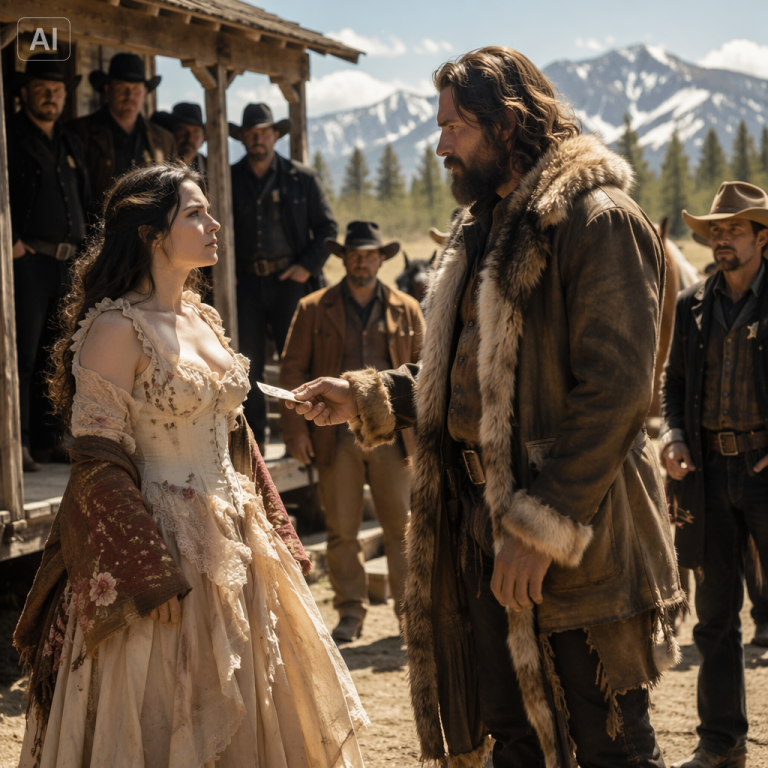A CORRUPT BANKER CAME TO TAKE HER RANCH WITH ARMED MEN — Then a Shot Rang Out From the Treeline and a Giant Rode Out of the Mountains With a Fortune in Gold