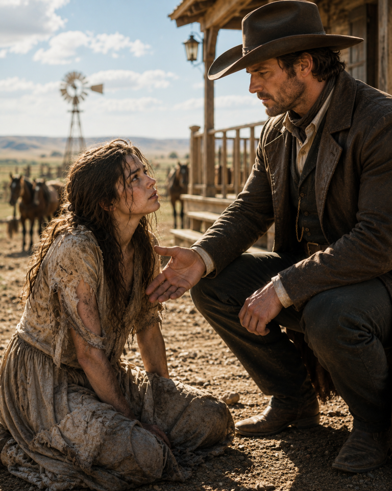 A Rancher Opened His Door to a Dying Stranger Covered in Someone Else’s Blood — What She Told Him Set the Whole Territory Against Them
